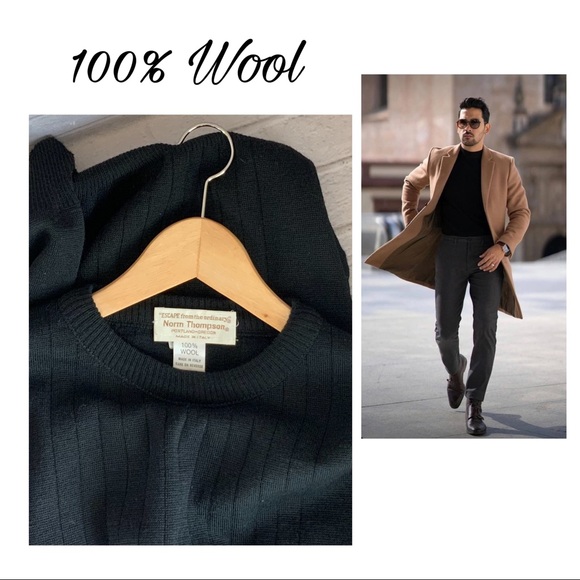 Norm Thompson Other - 100% ITALIAN WOOL NORM THOMPSON RICH BLACK CREW NECK SWEATER - LRG